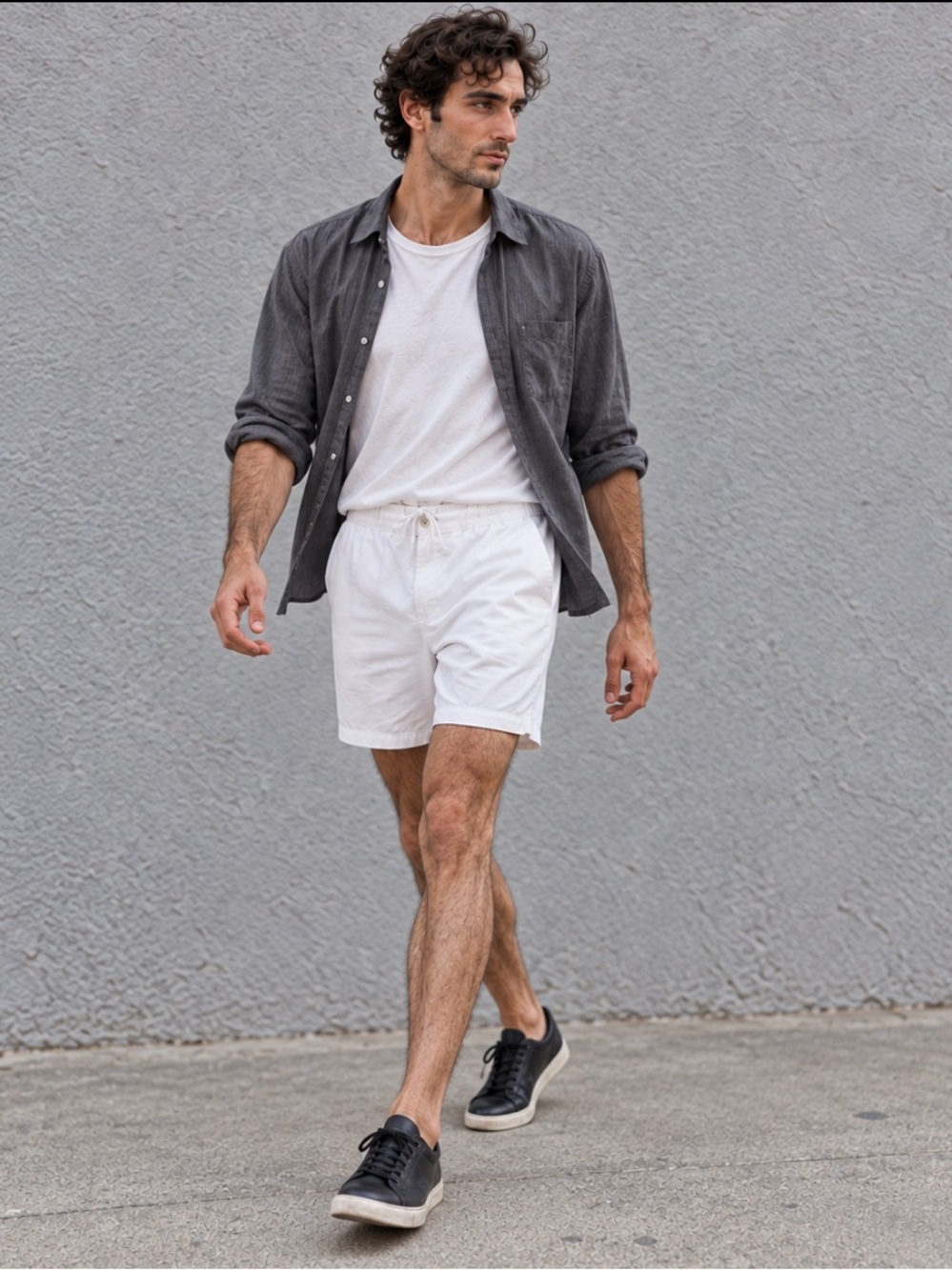 Hörst Men’s White Cotton Linen Blend Stretch Drawstring Shorts Size 38